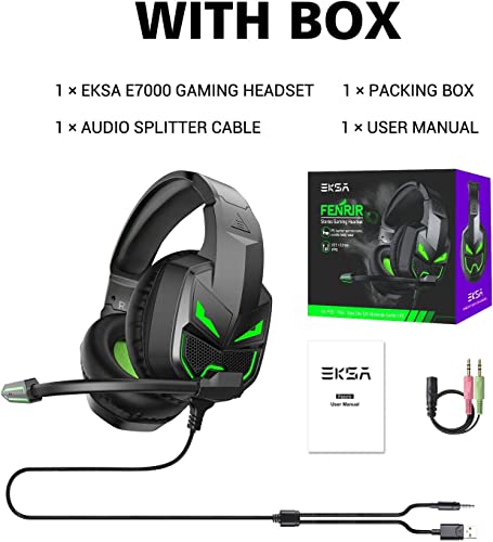 EKSA Fenrir S Gaming Headset for Xbox Series X/S,Xbox One,PS5,PS4,PC,Switch | Headphones with Noise Cancelling Microphone, Comfortable Ear Pads, 50 mm Drivers, RGB Light, One Key Control - Birthday Gift