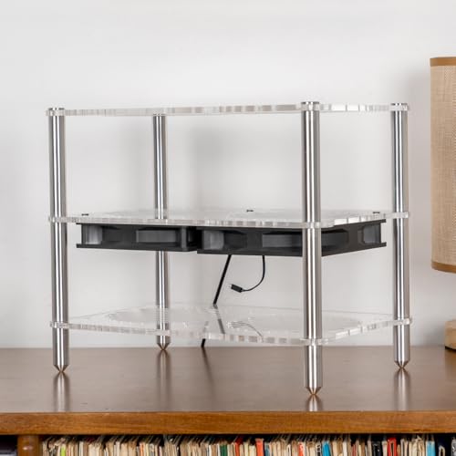 Fosi Audio Acrylic Amplifier Rack for Cooling Fan, Sturdy Audio Equipment Rack for Home Theater, HiFi and AV Component Rack, Ventilated Speaker Stand for Studio and Audio Devices