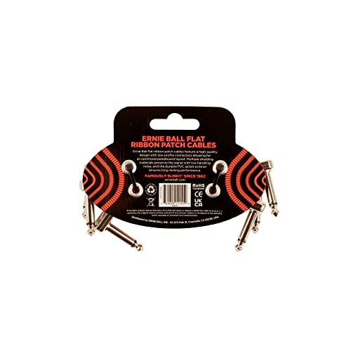 Ernie Ball Flat Ribbon Patch Cable 3 Inch - Red - 3 Pack - color: Red, size: 3 Inch, style: 3-Pack