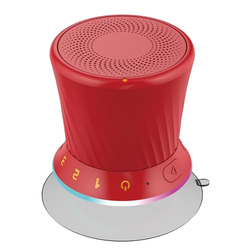 Bluetooth Shower Speaker, Shower Radio 360° HD Surround Sound, IPX7 Waterproof Portable Bluetooth Speaker with Suction Cup and Mic Red