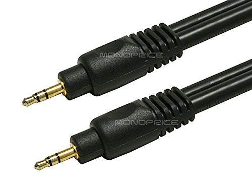 Monoprice Audio Cable - 15 Feet - Black | Premium 3.5mm Stereo Male to 3.5mm Stereo Male 22AWG, Gold Plated - size: 15 Feet