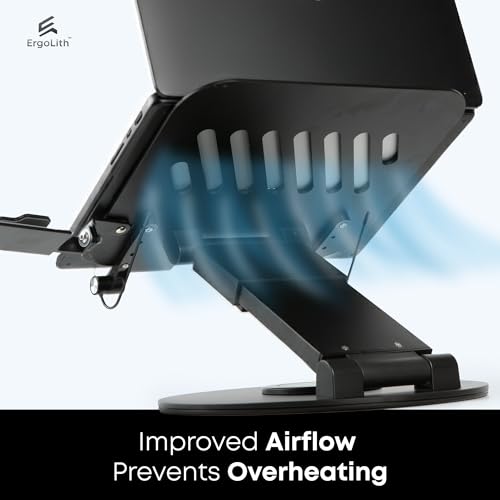 3 in 1 Laptop Stand for Desk, Book Stand & Phone Holder, Sky Black | Ergonomic Laptop Riser for Desk, Fits 11 to 18” Laptops with 2-21” Height Adjustability & 360° Swivel Rotation - Model 3
