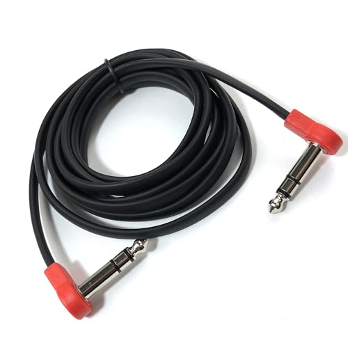 Flat Low Profile Stereo Guitar Patch Cable 6.5ft for Effects Pedals, 1/4 inch TRS Right-Angle, Red - color: Red, size: 6.5ft