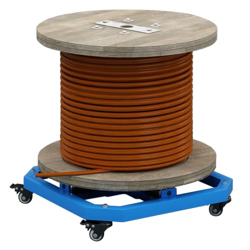 Heavy Duty Cable Reel Stand Turntable with Locking Wheels,1000 lbs Capacity | 20'' x 20'' Industrial wire spool holder, cable caddy,mobile locking wheels,smooth horizontal payout for cable handling tasks