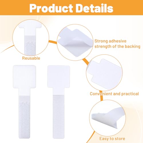 50 Pcs Cable Management Under Desk Wire Clips Under Table Hook and Loop Cable Straps White Adjustable Self-Adhesive Cables Ties Reusable Cord Organizer Holder for Home, Office
