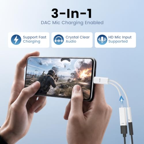 VUM 3-in-1 USB-C to 3.5mm Headphone Jack with PD 60W Charging Audio Adapter