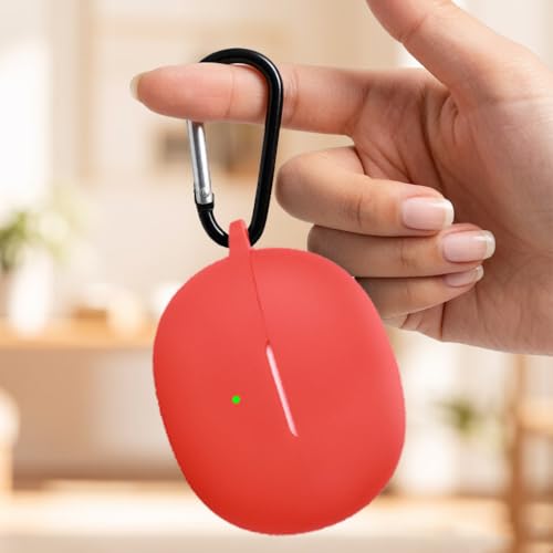 Silicone Protective Case for i121 Earbuds, Compatible with King Lucky Clip-On Open Ear Headphones, Full Cover Shockproof Anti-Scratch Case with Keychain Carabiner, Charging Port Access - color: Red