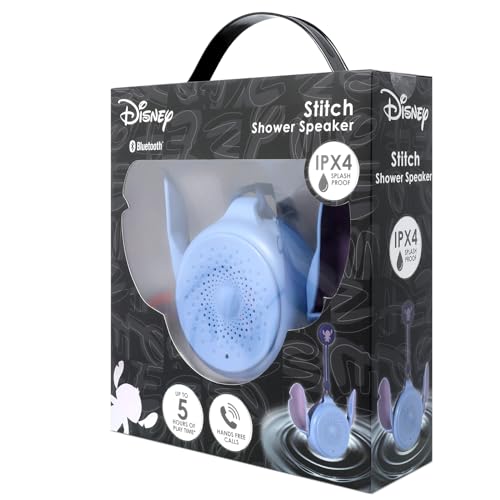 Disney Lilo and Stitch Bluetooth Shower Speaker with Suction Cup – IPX4 Rated Water Resistant Stitch Speaker for Shower, Baths| Up to 5 HRs Playtime, Built in Controls and Mic for Phone Calls