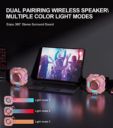 comiso Shower Bluetooth Speaker, IPX7 Waterproof Speaker with LED Light | Portable Speaker with Punchy Bass and Loud HD Sound, Floating, Lanyard, 2000mAh for Travel, Beach, Kayak, Gift for Men, Women - color: Rose Gold