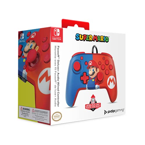 PDP REMATCH Enhanced Wired Power Nintendo Switch Pro Controller, Officially Licensed Switch Lite/OLED Compatible Gamepad, Customizable Programmable Buttons, Super Mario Power Pose (Red & Blue) - color: Red & Blue Mario