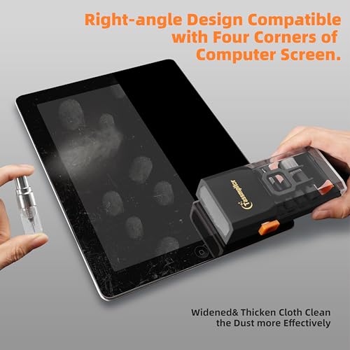 Keyboard Cleaning Kit, All-in-One Laptop & Computer Screen Cleaner, Black | Multi-function Electronic Cleaner, Soft Bristle Brush, Computer Screen-safe Spray, Compact, for MacBook, iPad, iPhone, earbud - color: Black