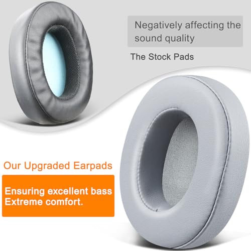 SOULWIT Replacement Earpads for Skullcandy Hesh 3/ANC/Evo & Crusher Wireless/540/ANC/Evo & Venue ANC Over-Ear Headphones, Ear Pads Cushions with Protein Leather, Noise Isolation Foam - Grey - color: Grey