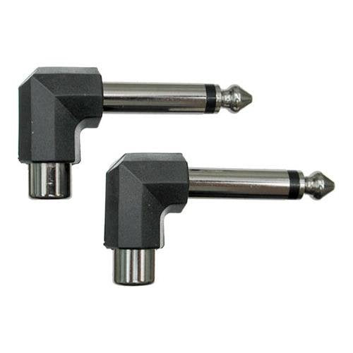 Hosa GPR-123 Right-Angle Adaptors, RCA to 1/4 Inch TS, 2 Pieces (Pack of 2) - size: 2 pieces (Pack of 2)