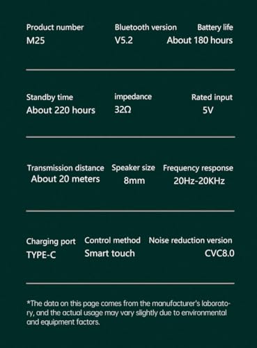 M25 Wireless Earbuds with LED Display, Touch Control, Noise Reduction, Waterproof, Stereo in-Ear Headphones