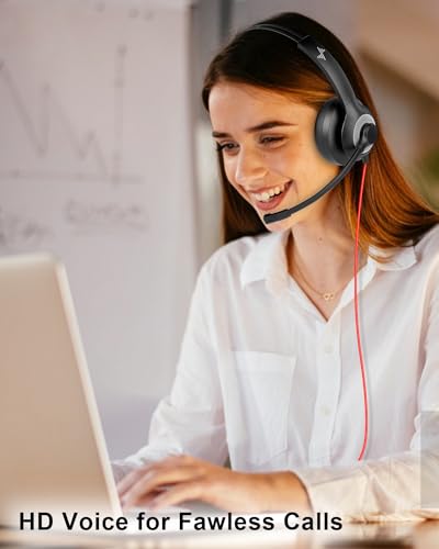 JIAMQISHI USB Headset with Mic for PC, On-Ear Computer Laptop Headphones with Noise Cancelling Microphone in-line Control for Home Office Online Class (USB+3.5mm Single Ear Headset, Black) - color: Black, style: USB+3.5mm Single Ear Headset