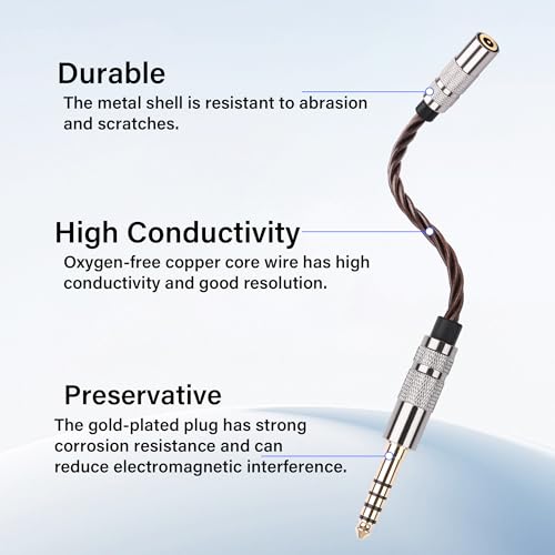 SinLoon 4.4mm to 3.5mm Audio Adapter Cable, Balanced Male to Stereo Female, HiFi Gold Plated OFC Braided Cord, 15cm Short Converter for Walkman DAP Headphone Amp (Bronze)