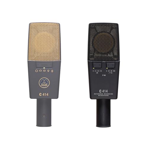 AKG Pro Audio C414XLS Pair Studio Grade Professional Large Diaphragm, Dual Capsule, Multi-Pattern, Vocal & Instrument Condenser Microphone with Aluminum Carrying Case. XLR Connector. Gray with Gold. - style: C414 XLS MATCHED PAIR