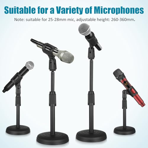 KESYOO Adjustable Desktop Microphone Stand with Sturdy and Compact Plastic Base Clip Suitable for Music Recording and Professional Use on Tables and Studios