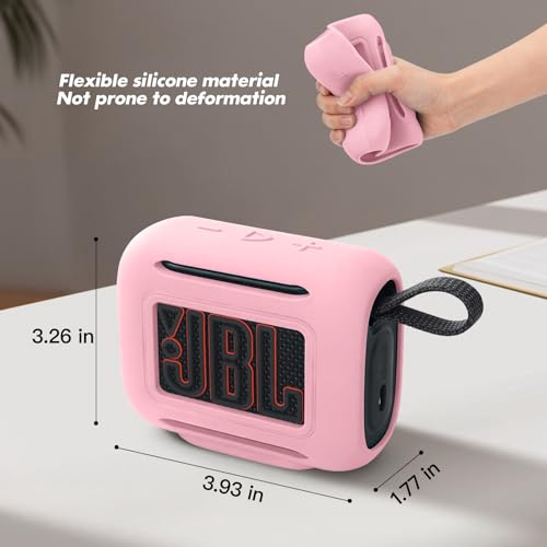 Silicone Case Compatible with JBL GO 5 Bluetooth Speaker, Travel Carrying Protective Sleeve Cover with Carabiner (Pink) - color: Pink