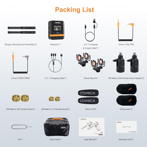 COMICA VM40 Combo Dual-Channel Wireless Shotgun Microphone for Camera Phone