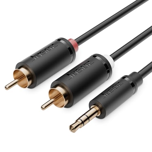 3.5mm Aux to RCA Cable 5FT, 2Pack, Black, 1/8 Aux Male to Dual RCA Male Stereo Y Splitter Cord, 24K Gold-Plated, Compatible with Television, PC, Smartphone, Dot, Tablet and Speaker - size: 5 FT, style: Black, 2 Pack