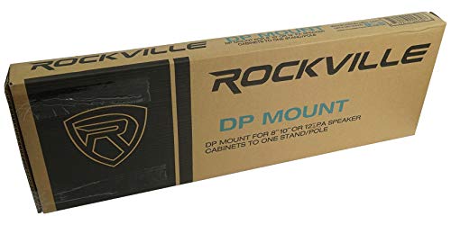 Rockville DP Mount for 2 8" 10" or 12" PA Speaker Cabinets to One Stand | Pole / Subwoofer Compatible, Steel Construction, 80 lbs Total Capacity, 35MM, 28" Support Arm, Detachable Rubber Rings