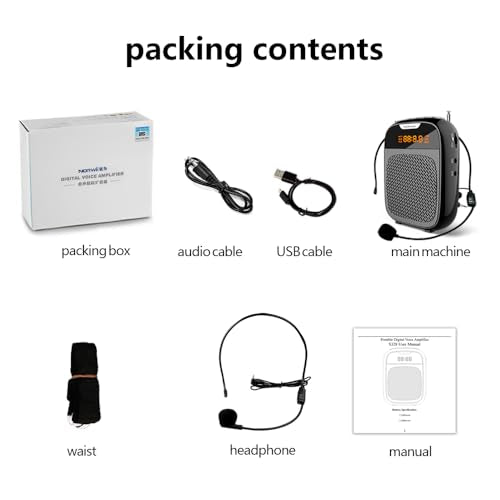 Mini Voice Amplifier, Portable Speake with Wired Microphone Headset | Rechargeable Bluetooth Voice Amplifier, PA System, Personal Speaker Megaphone for Teachers, Tour Guides, Meeting, Coaches