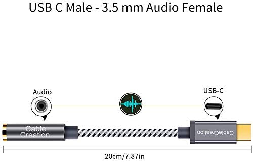 CableCreation USB C to 3.5mm Audio Adapter,0.33FT USBC to Headphone Adapter | USB C to Aux 24bit/96kHz HiFi DAC Cable for iPhone 16 15 Pro Max/15 Pro/15 Plus, iPad, Galaxy S24 S23 Ultra, Pixel 9 - style: USB C+3.5mm Audio (1-Port)