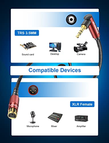 3.5mm to XLR Female Microphone Cable 16 Feet - color: XLR Female e to 3.5MM, size: 16 Feet