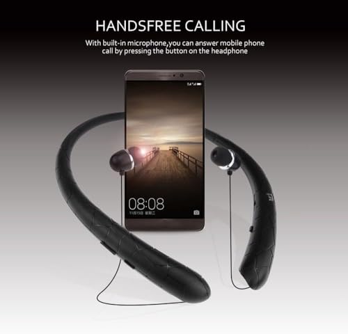 Retractable Neckband Bluetooth Headphones Auto Retractable Earbuds Wireless Earphones with 14Hrs HD Playtime, IPX5 Waterproof, CVC8.0 Noise Cancellation Mic for Crystal Clear Calls, Ideal for Exercise - color: Black
