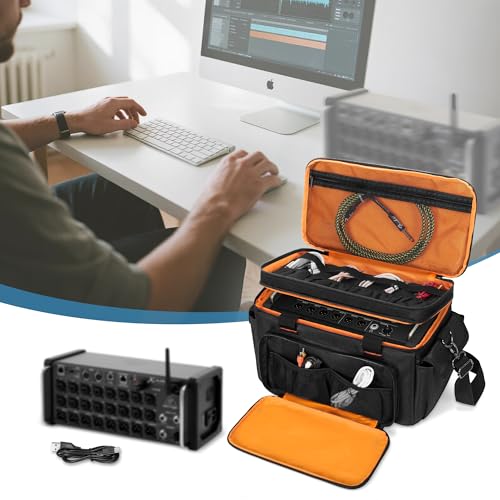 Carry Bag Compatible with Behringer X-AIR Series Mixers XR12, XR16, XR18 | Mixer Double Layer DJ Gig Bag, with Multiple Pockets for Accessories, Audio Case with Shoulder Strap, Padded, Black