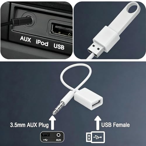 HANYAUKU USB to AUX Adapter, 3.5mm Male Plug Jack to Female AUX Audio Cable, Auxiliary Adapter Converter Cable for Connection of Car Jack Audio & External U Disk