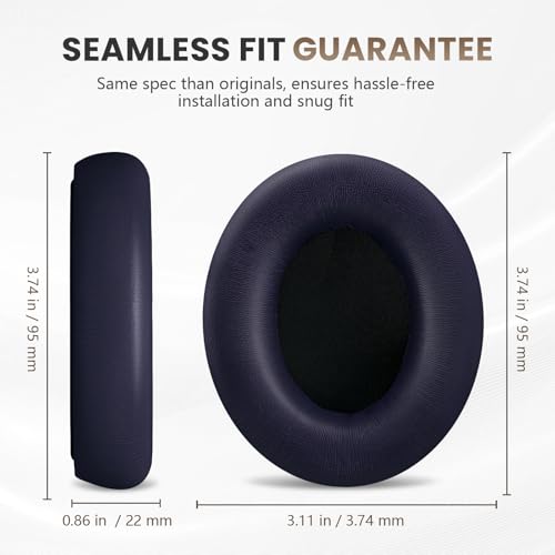 Studio Pro Headphone Ear Pads, Replacement Earpads/Cushions for Beats Studio Pro, with Premium Protein Leather, Resilient Memory Foam, Added Thickness - color: Navy
