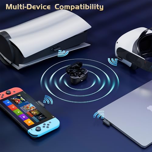 IAMJOY Gaming Earbuds, 20ms Low Latency, Active Noise Cancelling with 6 Mic, 2.4GHz & Bluetooth, 35 Play Time, Wireless Earbuds Compatible with Meta Quest 3/2, PS5/4, Steam Deck, VR, Switch, PC - color: Black