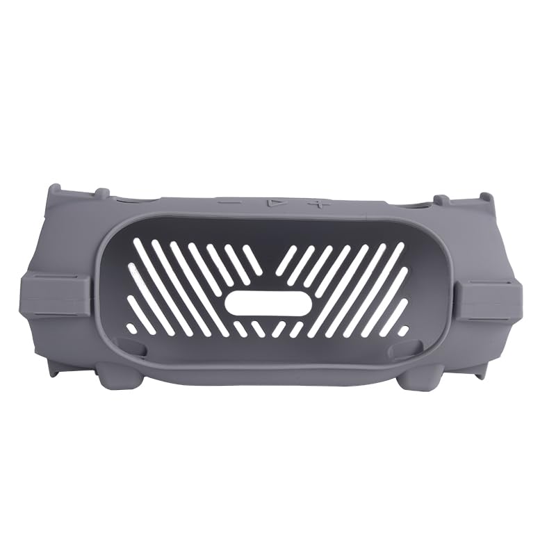 Silicone Case Cover for JBL Charge 6 Portable Bluetooth Speaker, Soft Protective Sleeve Travel Carrying Protective Cover Speaker Silicone Case with Shoulder Strap and Bike Strap (Gray) - color: Gray