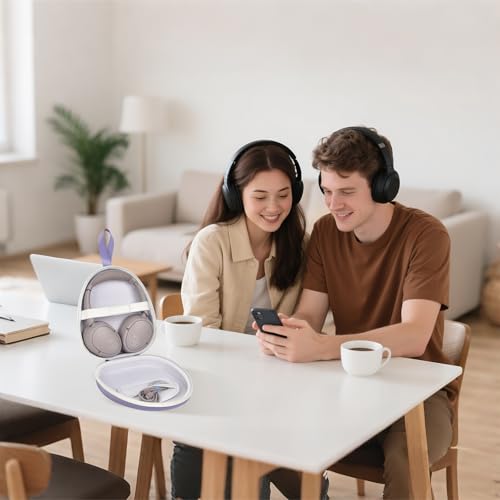 GWCASE Universal Headphone Case with Secure Strap and Cable Pocket, Purple | Fits Most Foldable Over-Ear Headphones, 7.87 x 6.8 x 0.9 in Interior, for Students, Commuters and Music Fans, Case Only - color: Purple with white zipper