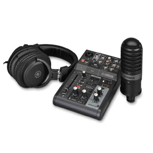 Yamaha AG03MK2 Black Live Streaming Kit with mixer/USB interface, condenser microphone, headphones and mic cable - color: Black, style: Live Stream Pack