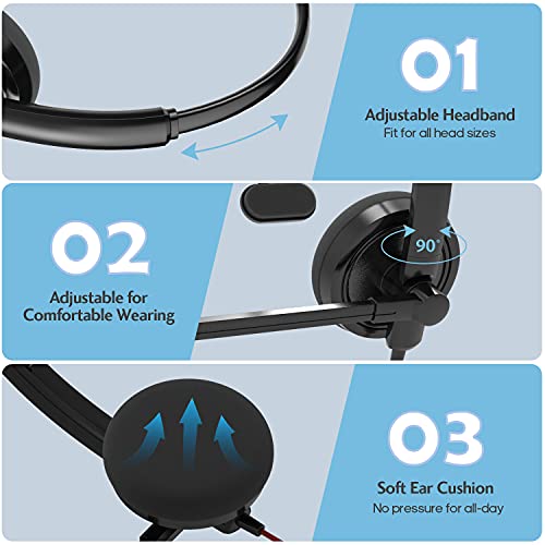 HROEENOI Premium USB Wired Headset with Noise-Cancelling Microphone, Ideal for PC, Laptop, Zoom Calls, Skype Meetings, Call Centers, and Home Office Use with In-Line Controls for Volume & Mic Mute