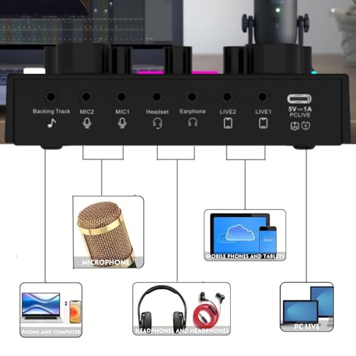 Podcast Equipment Bundle for 2, V8mx Audio Interface with Voice Changer Condenser Microphones for Gamer, All-in-One Audio Mixer Perfect for Live Streaming, Singing, YouTube, Gaming (V8MAX KIT FOR 2)