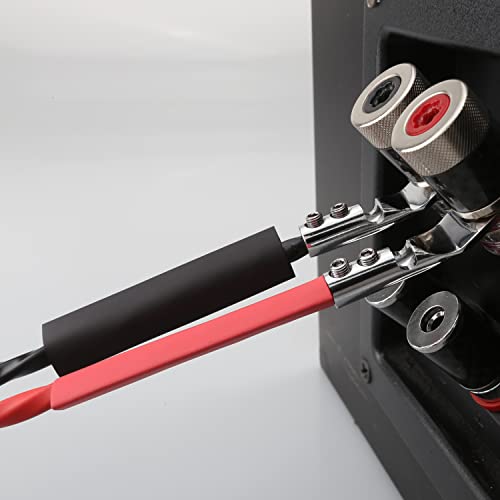 4PCS Spade Connector,45 Degree Pure Copper Audio Fork Y Spade Plug DIY with Heat Shrink Tubing and Hex Wrench,Double Screw Locking Speaker Cable Plug for Speaker Cables(Rhodium Plated) - color: Rhodium Plated with Heat Shrink Tube