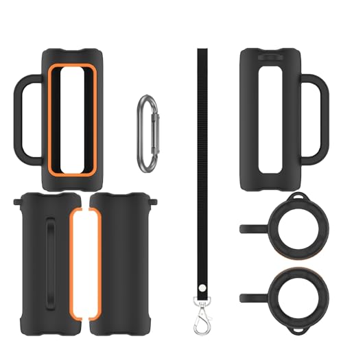 Silicone Case Cover for JBL Grip Portable Bluetooth Speaker, Soft Protective Sleeve Skin Travel Protective Carrying Case Storage Holder with Carabiner and Shoulder Strap (Black) - color: Black