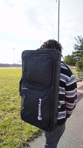 Rockville DC27 Padded 27" DJ Controller Mobile Producer Backpack Bag | 7 Adjustable Foam Dividers, Water-Resistant Shell, 15" Laptop Slot, YKK Zippers, Shoulder Strap, Carry Handles - size: 27"