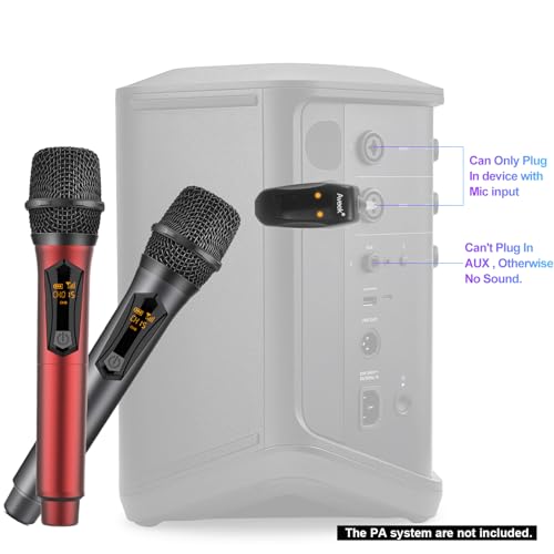 Aveek Wireless Microphone for Karaoke, Rechargeable 10h Battery, Grey&Red | Adjustable Volume, 8 Channels to Choose, Crystal-Clear Audio Quality for Speaker, Karaoke Machine,Church, Speech, Wedding - color: Red