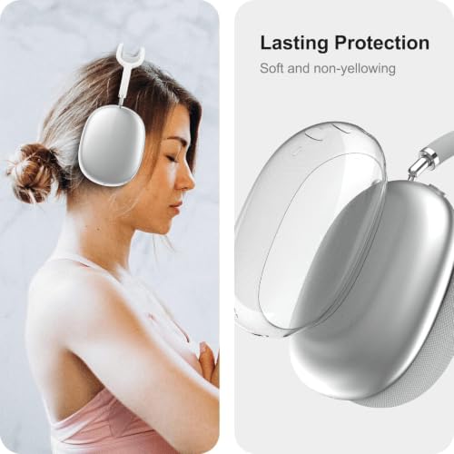 MOLOPPO Clear Case for AirPods Max 2/1 (2026/2024/2020) USB-C/Lightning | Soft TPU, Full Protection, Anti-Scratch, Transparent, Slim Fit - color: B-Clear