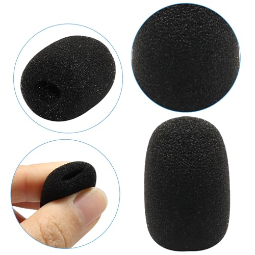 Black Lapel Headset Microphone Windscreen, 10 Pack | High-Density Sponge Foam Covers, Noise Reduction, Dust & Moisture Protection, Fits Gaming, Office, Fitness, Aviation Headsets - color: Black