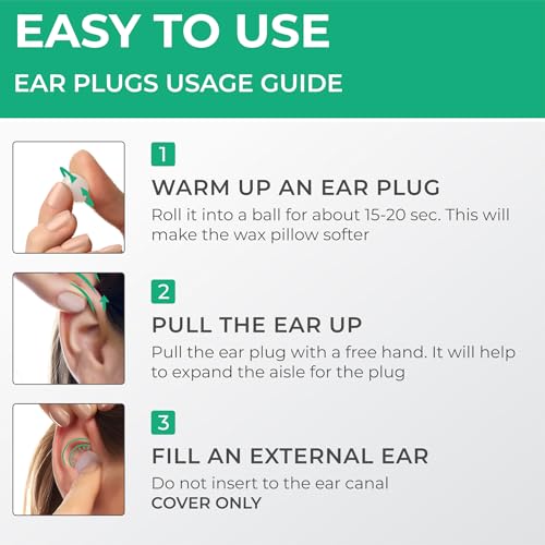Peace&Quiet | PQ Wax Ear Plugs for Sleeping, Swimming - Soft Noise Cancelling Silicone Gel Wax Earplugs for Sleep and Swimmers, Ear Protection with Sound Blocking Level of 32 Db, Color: Green - color: Green