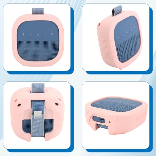 1 Pack Silicone Case for Bose SoundLink Micro 2nd Gen Speaker, Shockproof Protective Skin Cover Sleeve Soft Silicone Cover (Case Only) (Pink) - color: Pink