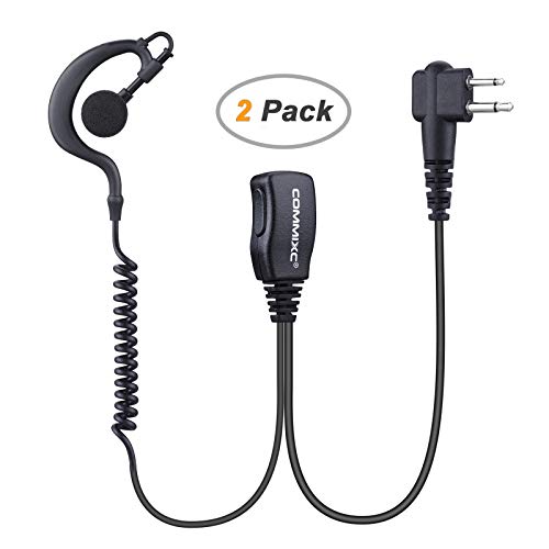 (2 Pack) Walkie Talkie Earpiece, 2-Pin 2.5mm/3.5mm G Shape Walkie Talkie Headset with PTT Mic, Compatible with Motorola Two-Way Radios