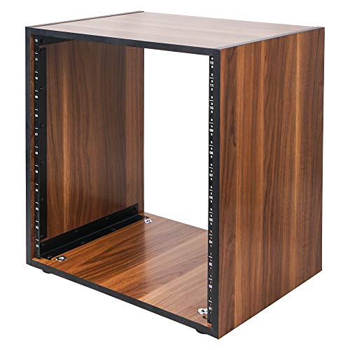 Sound Town DIY 12U Studio Rack with Furniture Grade Walnut Laminate, Rubber Feet, Casters (SDRK-12WN) - size: 12U w/ Casters