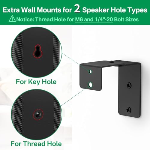 Speaker Stand Pair for Samsung Stands and Wall Mount - 33" to 42" Height Adjust Floor Stand for Samsung Surround Sound Rear Speakers with Keyhole & Thread Hole